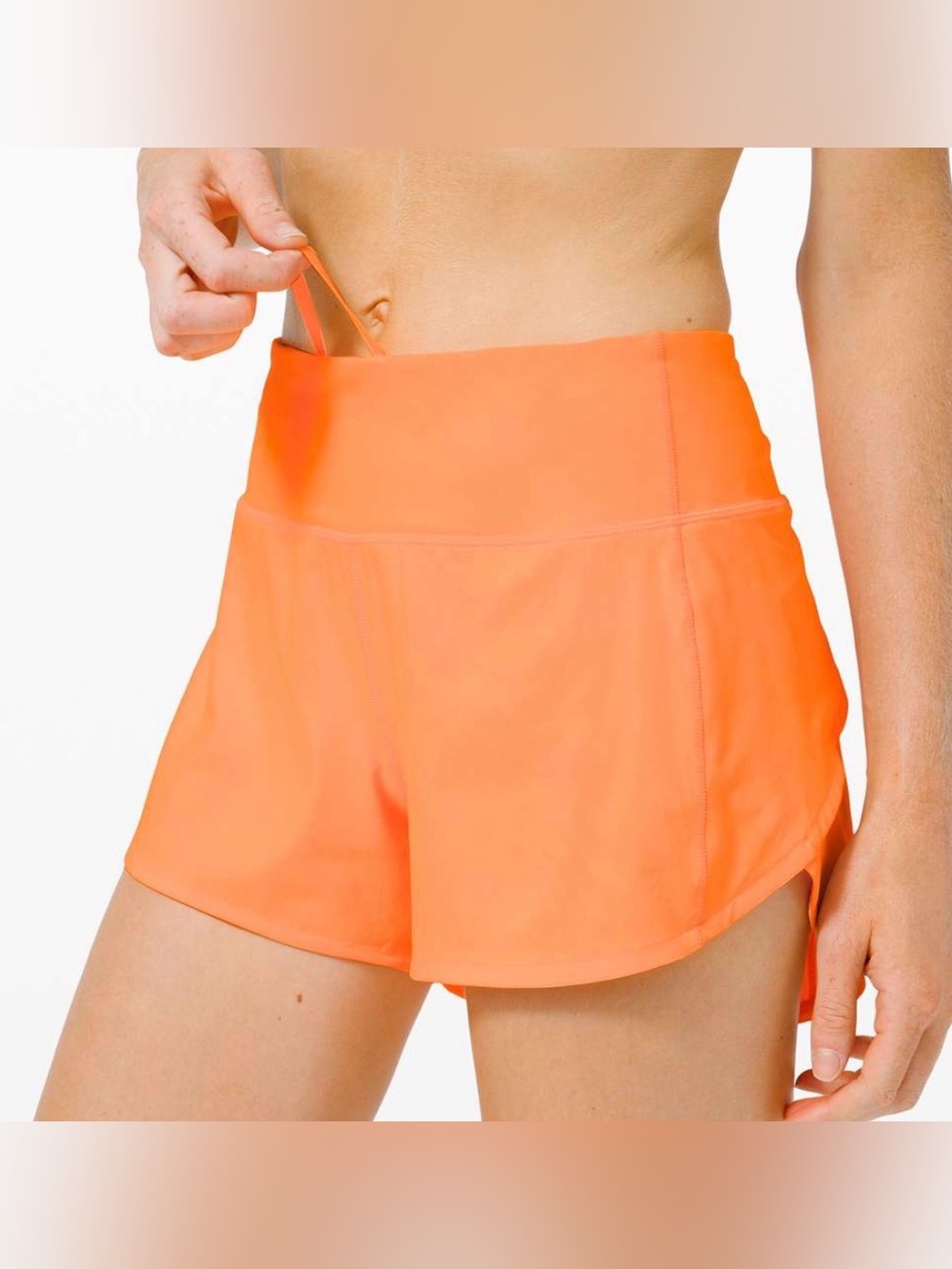 Neon/Highlight Orange Lululemon Speed Up shorts